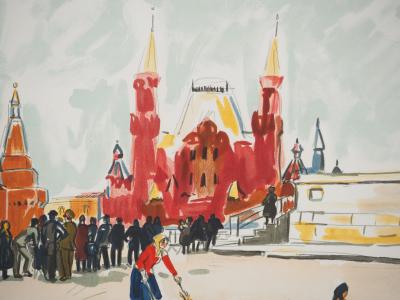 Yves BRAYER : La Place Rouge à Moscou, Lithographie originale signée 2