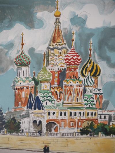Yves BRAYER : La Basilique de Basile le Bienheureux, Lithographie originale signée 2