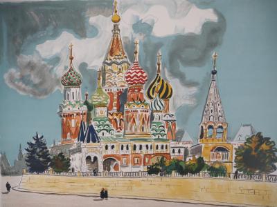 Yves BRAYER : La Basilique de Basile le Bienheureux, Lithographie originale signée 2