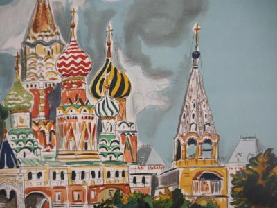Yves BRAYER : La Basilique de Basile le Bienheureux, Lithographie originale signée 2