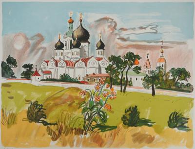 Yves BRAYER : Eglise orthodoxe en Russie, Lithographie originale signée 2