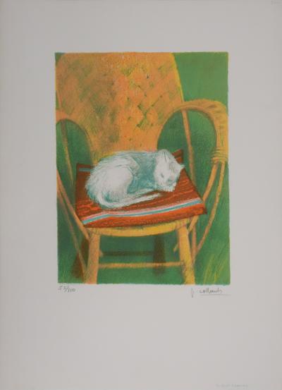 Paul COLLOMB : Le chat endormi, Lithographie originale signée 2