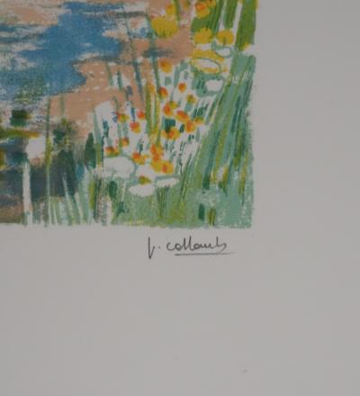 Paul COLLOMB : Canal aux lueurs oranges, Lithographie originale signée 2