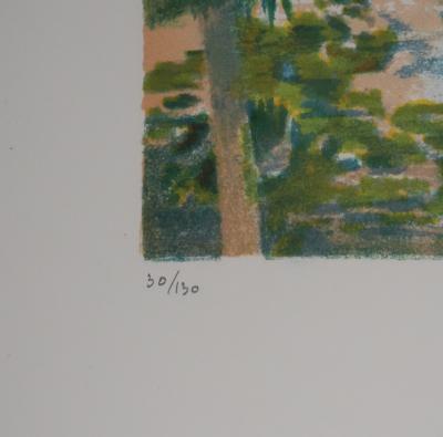 Paul COLLOMB : Canal aux lueurs oranges, Lithographie originale signée 2