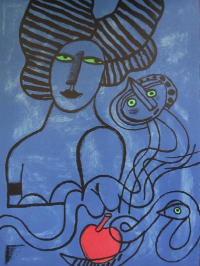 Guillaume CORNEILLE - Affiche lithographique originale d’exposition - Le fruit défendu - Chicago - 1998 2