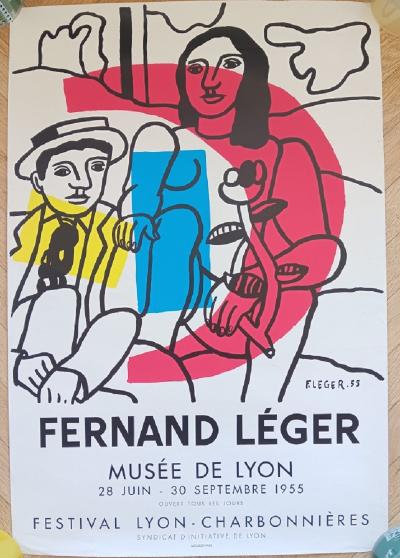 Fernand Leger - Affiche lithographique originale - Festival Lyon - Charbonnières - Mourlot - 1955 2