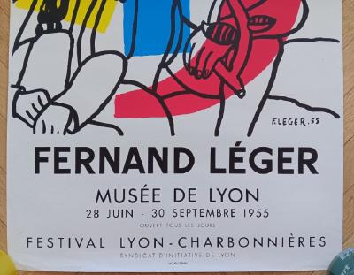 Fernand Leger - Affiche lithographique originale - Festival Lyon - Charbonnières - Mourlot - 1955 2