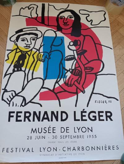 Fernand Leger - Affiche lithographique originale - Festival Lyon - Charbonnières - Mourlot - 1955 2
