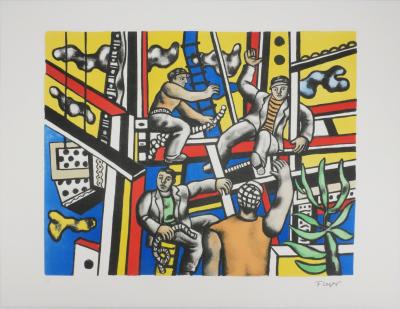 Fernand LEGER : Les constructeurs au palmier, Lithographie signée 2