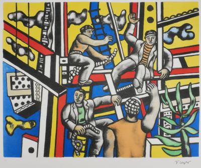 Fernand LEGER : Les constructeurs au palmier, Lithographie signée 2