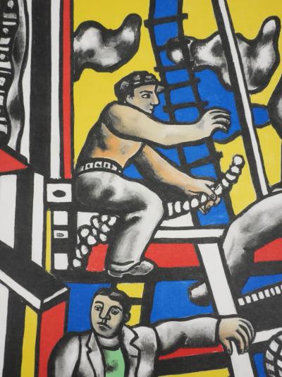 Fernand LEGER : Les constructeurs au palmier, Lithographie signée 2