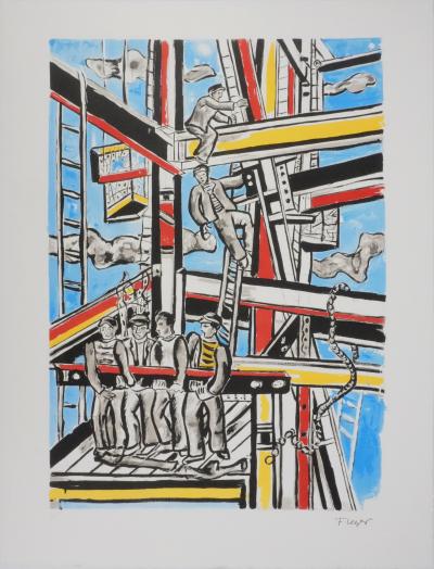 Fernand LEGER : Les constructeurs dans les nuages, Lithographie signée 2