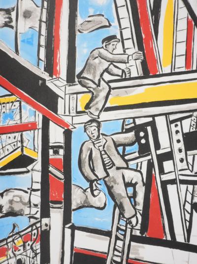 Fernand LEGER : Les constructeurs dans les nuages, Lithographie signée 2