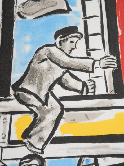 Fernand LEGER : Les constructeurs dans les nuages, Lithographie signée 2