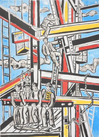 Fernand LEGER : Les constructeurs dans les nuages, Lithographie signée 2