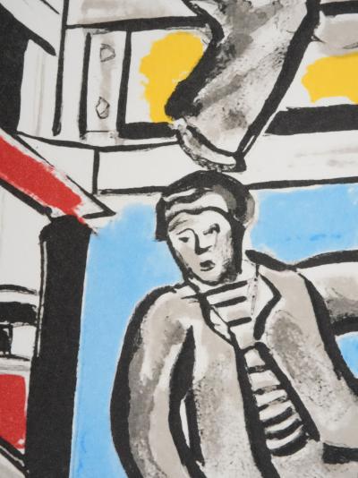 Fernand LEGER : Les constructeurs dans les nuages, Lithographie signée 2