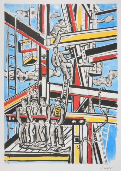 Fernand LEGER : Les constructeurs dans les nuages, Lithographie signée 2