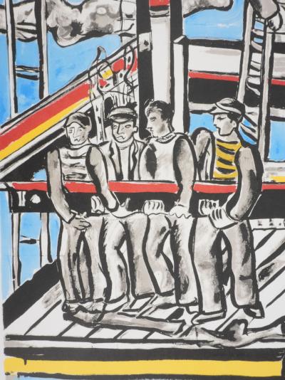 Fernand LEGER : Les constructeurs dans les nuages, Lithographie signée 2