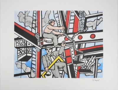 Fernand LEGER : Les constructeurs saluant, Lithographie signée 2