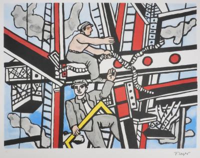 Fernand LEGER : Les constructeurs saluant, Lithographie signée 2