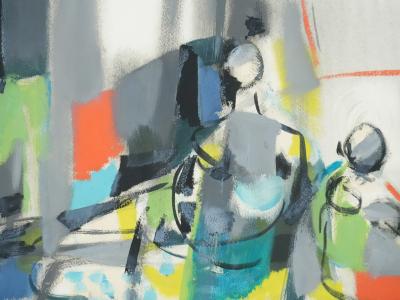 Marcel MOULY - Les personnages bleus - Gouache originale signée 2