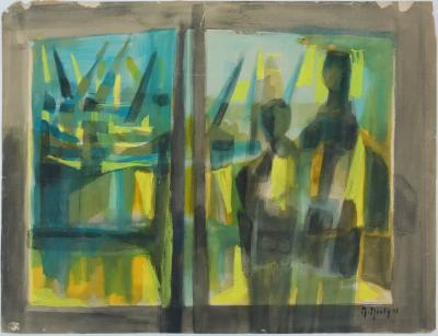 Marcel MOULY - Vue sur le port - Gouache originale signée 2