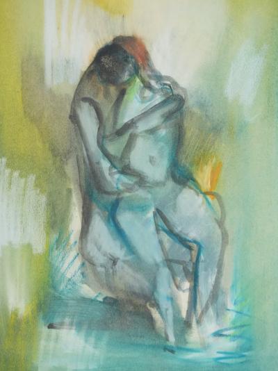 Marcel MOULY - Embracing Couple - Original signed gouache 2