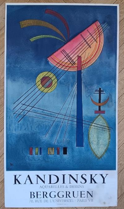KANDINSKY - Affiche lithographique originale - Galerie Berggruen - Aquarelles et Dessins - Imp Mourlot - 1972 2