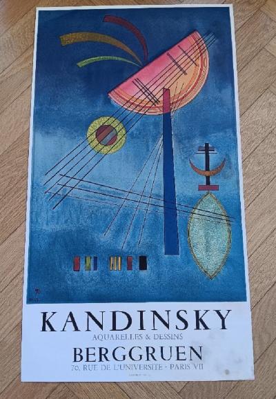 KANDINSKY - Affiche lithographique originale - Galerie Berggruen - Aquarelles et Dessins - Imp Mourlot - 1972 2