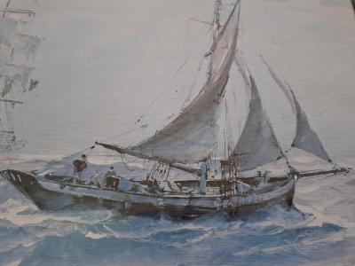 Marin MARIE - Quatre-Mâts et Cotre Norvégien naviguant sur une mer houleuse 2