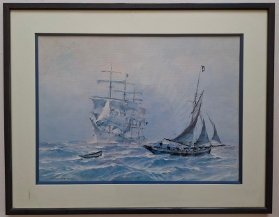 Marin MARIE - Quatre-Mâts et Cotre Norvégien naviguant sur une mer houleuse 2
