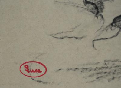 Maximilien LUCE : Bretagne, Les rochers à marée basse, Dessin originale signée 2