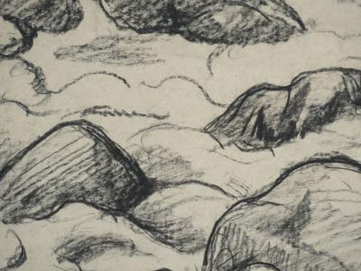 Maximilien LUCE : Bretagne, Les rochers à marée basse, Dessin originale signée 2