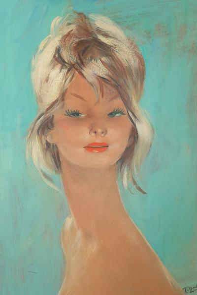 Jean-Gabriel Domergue (1889-1962) - Marie Chantal - Óleo sobre madera prensada, firmado 2
