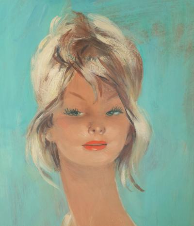 Jean-Gabriel Domergue (1889-1962) - Marie Chantal - Óleo sobre madera prensada, firmado 2