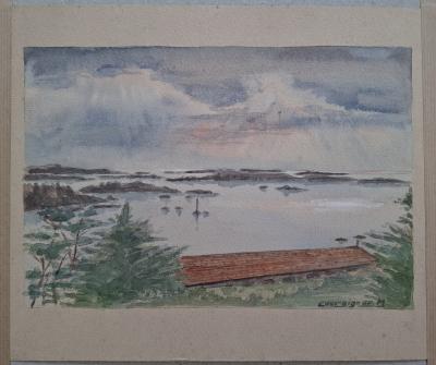 Maurice CHATAIGNIER - Chausey, Watercolor on cardboard 2