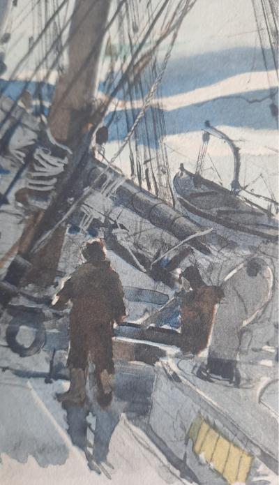 Marin Marie - On the Bridge - Original lithograph, signed and hand-colored 2