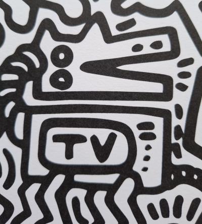 Keith Haring - Chien dansant (blanc), 1987, sérigraphie 2
