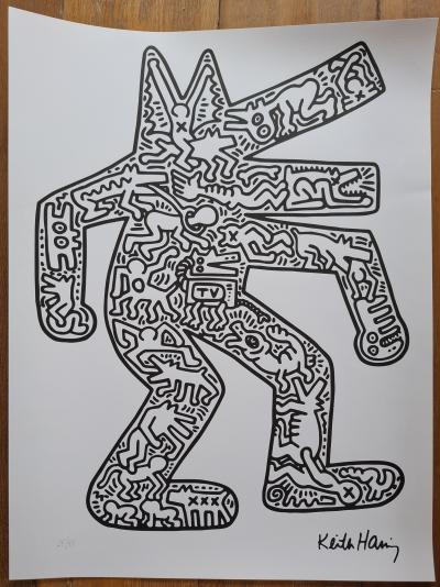 Keith Haring - Dancing dog (white), 1987, screen print 2