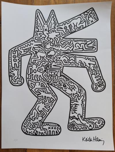 Keith Haring (d’après) - Chien dansant (blanc), 1987, sérigraphie 2