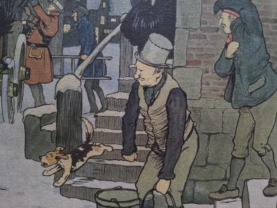 Cecil ALDIN - Il a neigé la veille de noël, 1930, lithographie signée encadrée 2