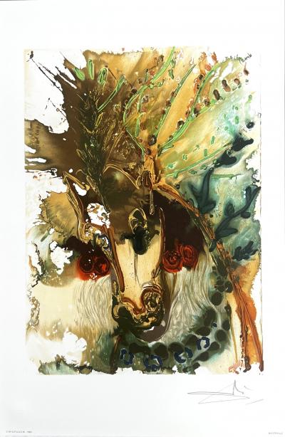 Salvador Dali, Bucéphale, lithographie signée dans la planche, 1983