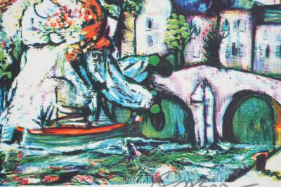 Alain RAYA SORKINE: The Newlyweds on the Bridge, Original signed lithograph 2