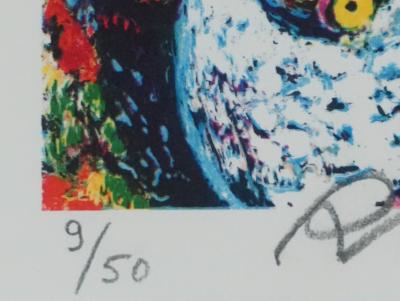 Alain RAYA SORKINE : Arlequin à la flute, Lithographie originale signée 2
