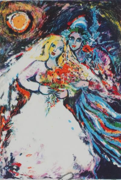 Alain RAYA SORKINE : Mariés au clair de lune, Lithographie originale signée 2