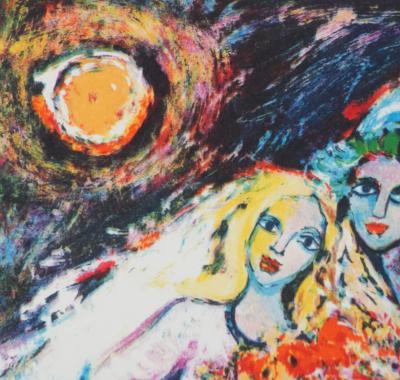 Alain RAYA SORKINE : Mariés au clair de lune, Lithographie originale signée 2