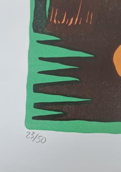 Hervé Di Rosa - Renée des iles - Gravure sur linoleum, signées, numérotée et datée 2