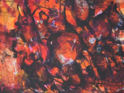 Marcel MOULY : Combat rouge, Lithographie originale signée 2