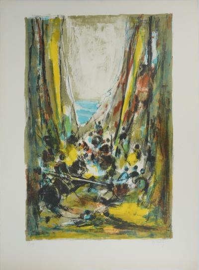 Marcel MOULY : Combat dans la brèche, Lithographie originale signée 2