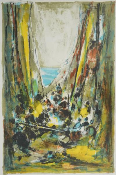 Marcel MOULY : Combat dans la brèche, Lithographie originale signée 2